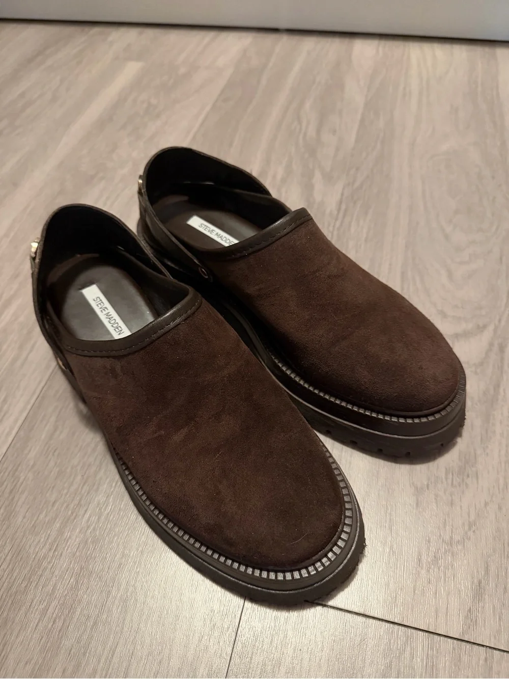 Steve Madden Erba Brown Suede Slingback Platform Clogs - Picture 5 of 6